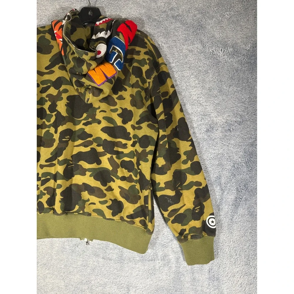 A Bathing Ape BAPE 1st Camo Shark Full Zip Hoodie Green XL Streetwear - Picture 12 of 16